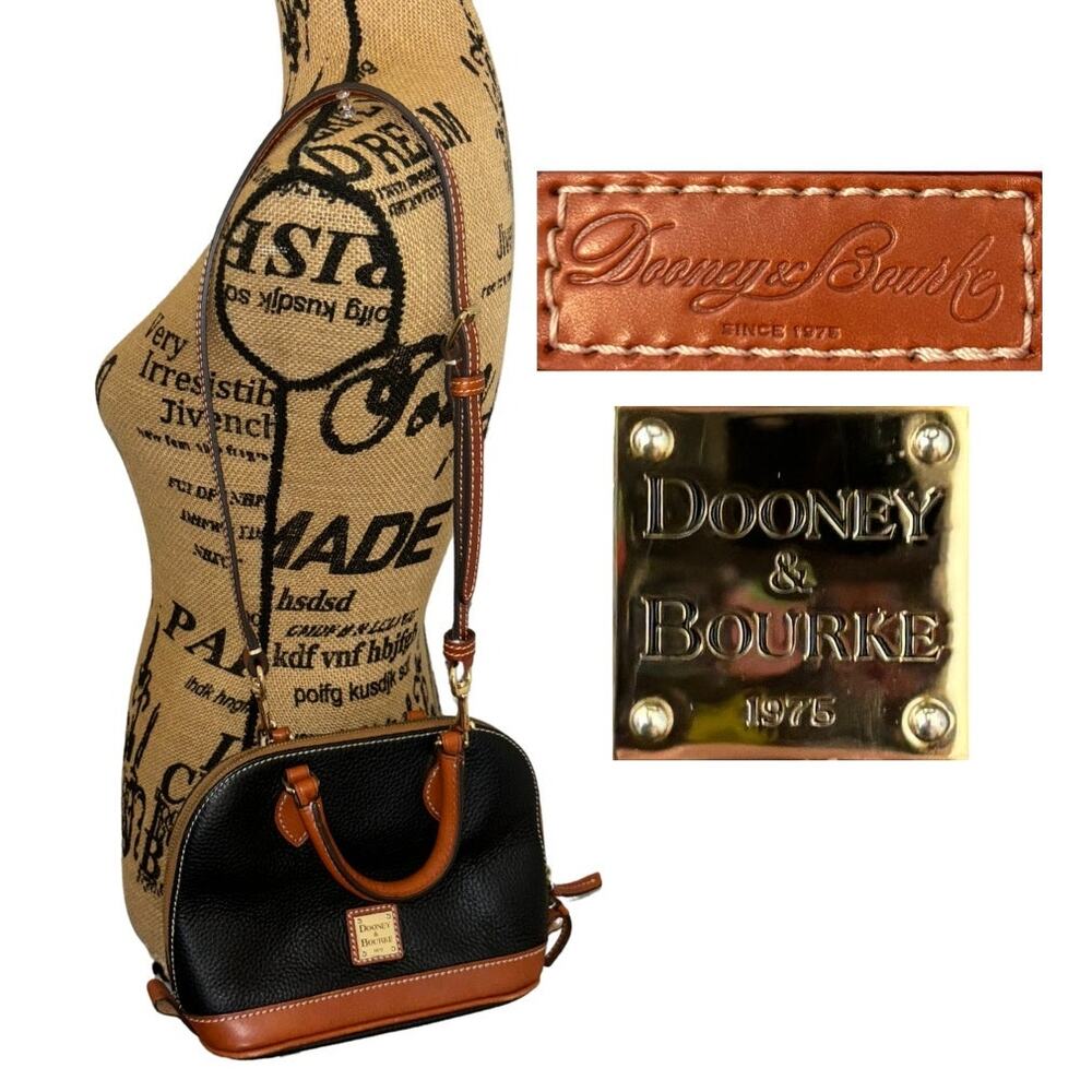 Dooney & Bourke Kirby Bitsy Bag Black Brown Pebble Leather Crossbody Purse